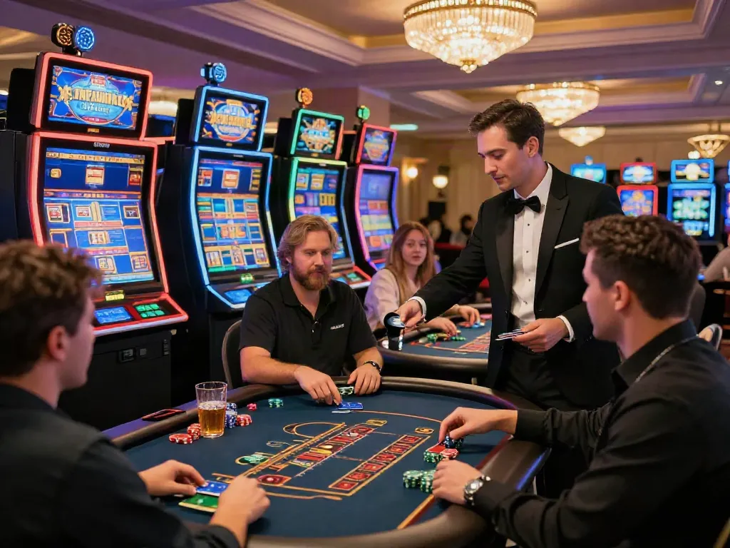 Engaged players enjoying the excitement of credit card casinos in a luxurious online gaming environment.